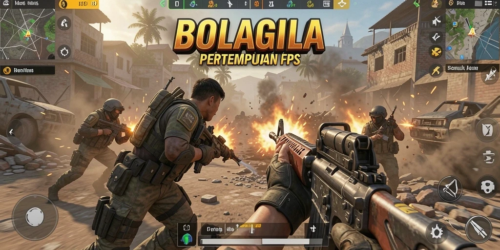 Tangkapan layar BOLAGILA menampilkan aksi tembak-menembak yang dinamis.