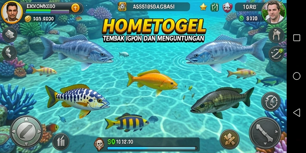 Tampilan gameplay seru di HOMETOGEL saat menembak ikan.