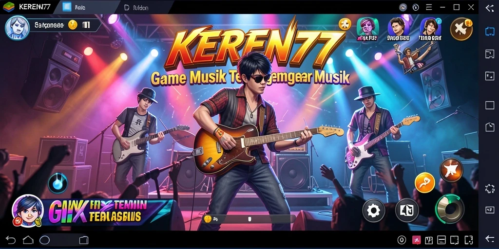 Tampilan gameplay KEREN77 dengan musik yang dinamis dan interaktif.