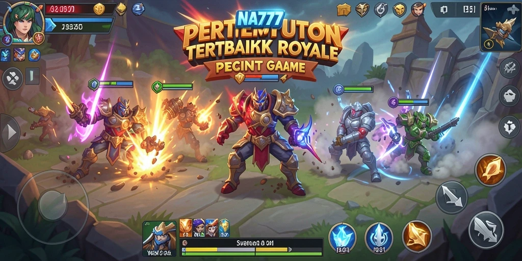 Screenshot gameplay NA777 yang menunjukkan pertempuran seru di arena.