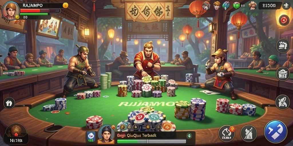 Tampilan gameplay seru dari game QiuQiu RAJAMPO.